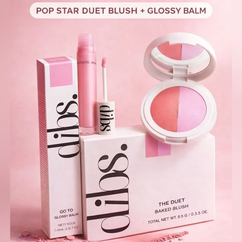 DIBS Pop Star Duet Baked Blush + Go To Glossy Balm Italian Soda NEW
